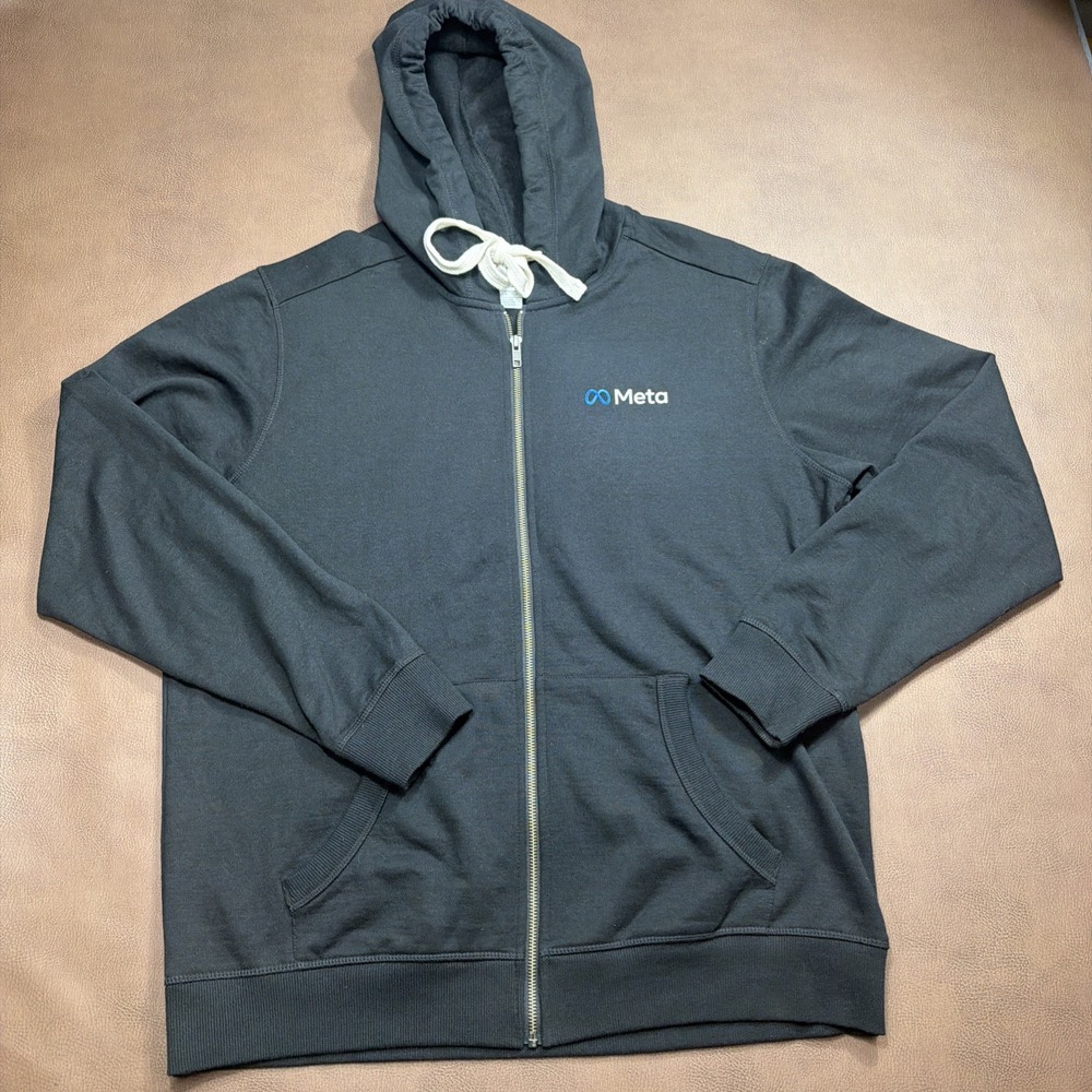 Meta Facebook Hoodie Sweatshirt Mens Large Black Full Zip Tech Modern Rare!! - Picture 2 of 6